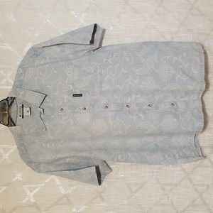 Columbia Shirt Men Short Sleeve Camp Blue Floral Size Large